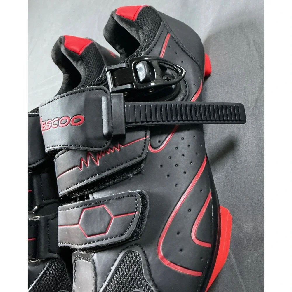 Kescoo Cycling Shoes Mens 7.5 Womens 9 Black Red Indoor Spin Road Bike Cleats 40